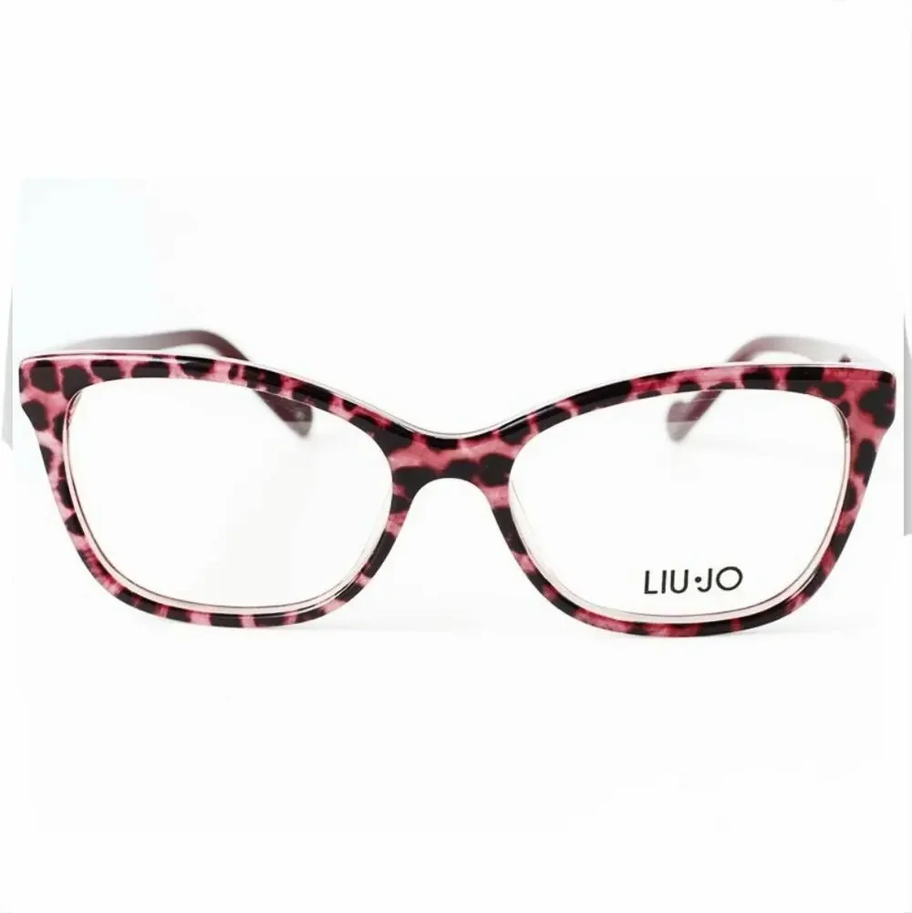 Women Liu Jo Pink Tortoise Square Eyeglass Frames Case 53 16 140 Mod Preppy